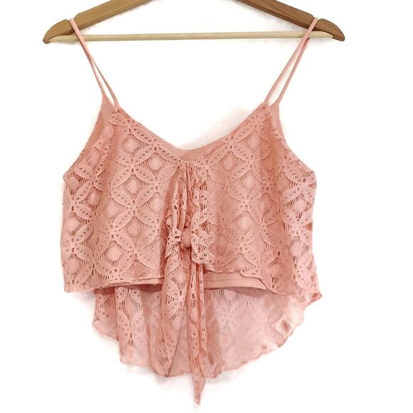 American Dream | Lace Tie Back Crop Top - Picture 2 of 7